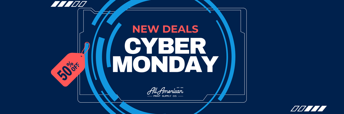 Blue and White Neon Tech Online Sale Cyber Monday Banner