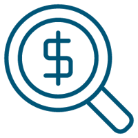 magnifying glass with dollar sign inside